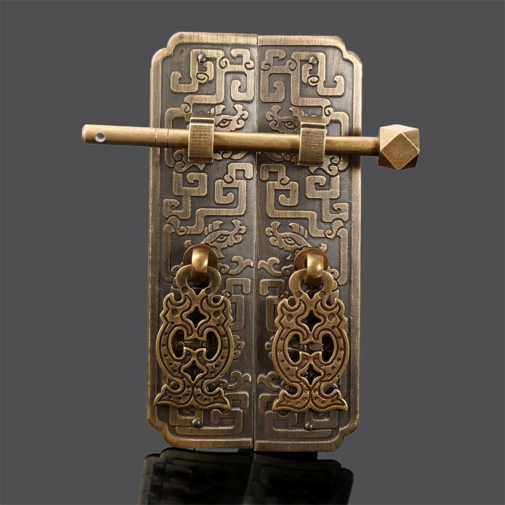 Antique Classical Cabinet Lock Latch Furniture Hardware Door Strip Pulls Handle Knob Brass Decorative