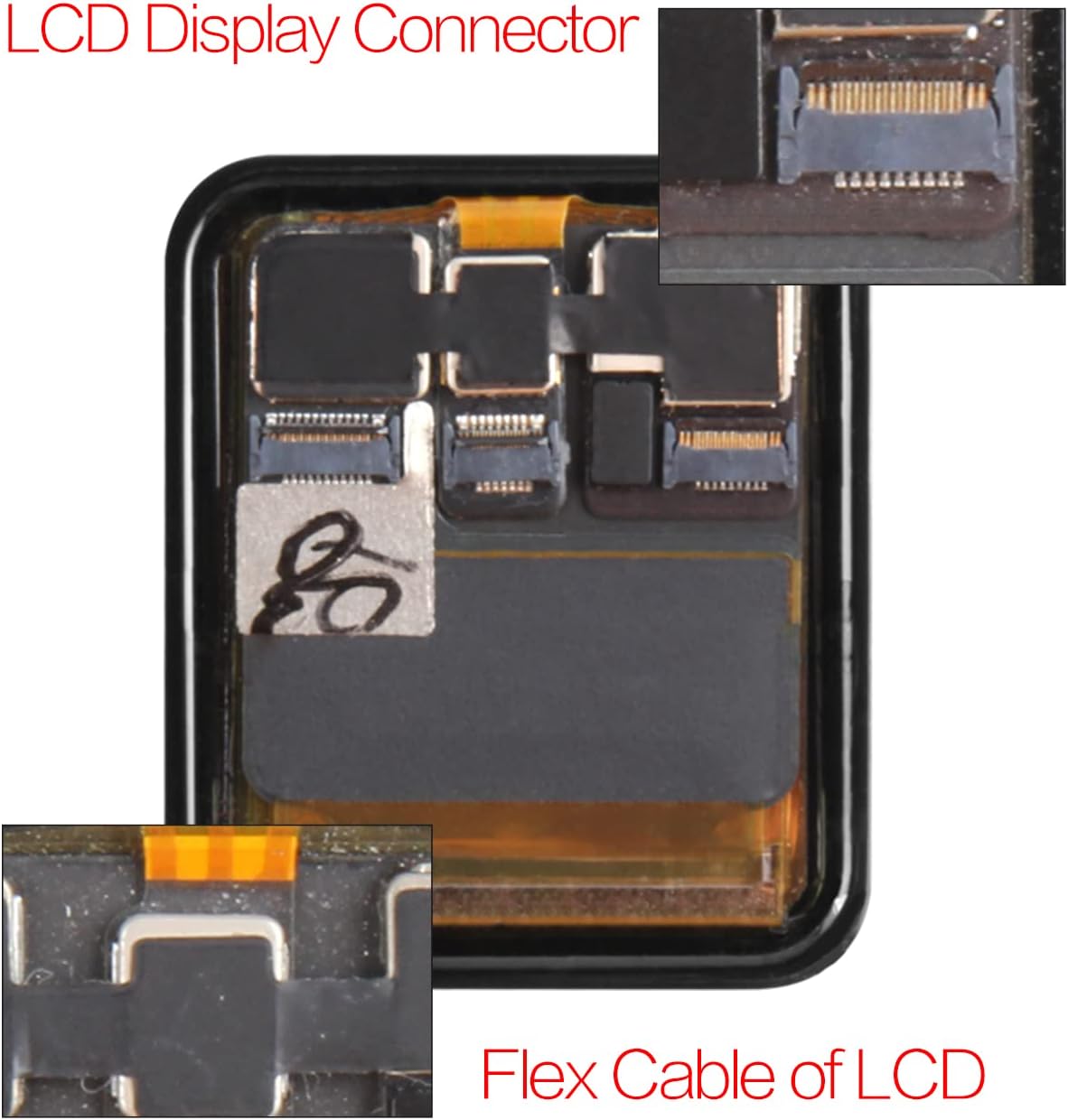 for Apple Watch Series 2 LCD Screen Replacement A1757/A1758 LCD Display Touch Matrix Digitizer S2 38mm / 42mm Sport/Sapphire Pantalla Assembly Repair Parts Kit with Free Tools (Black,42MM)