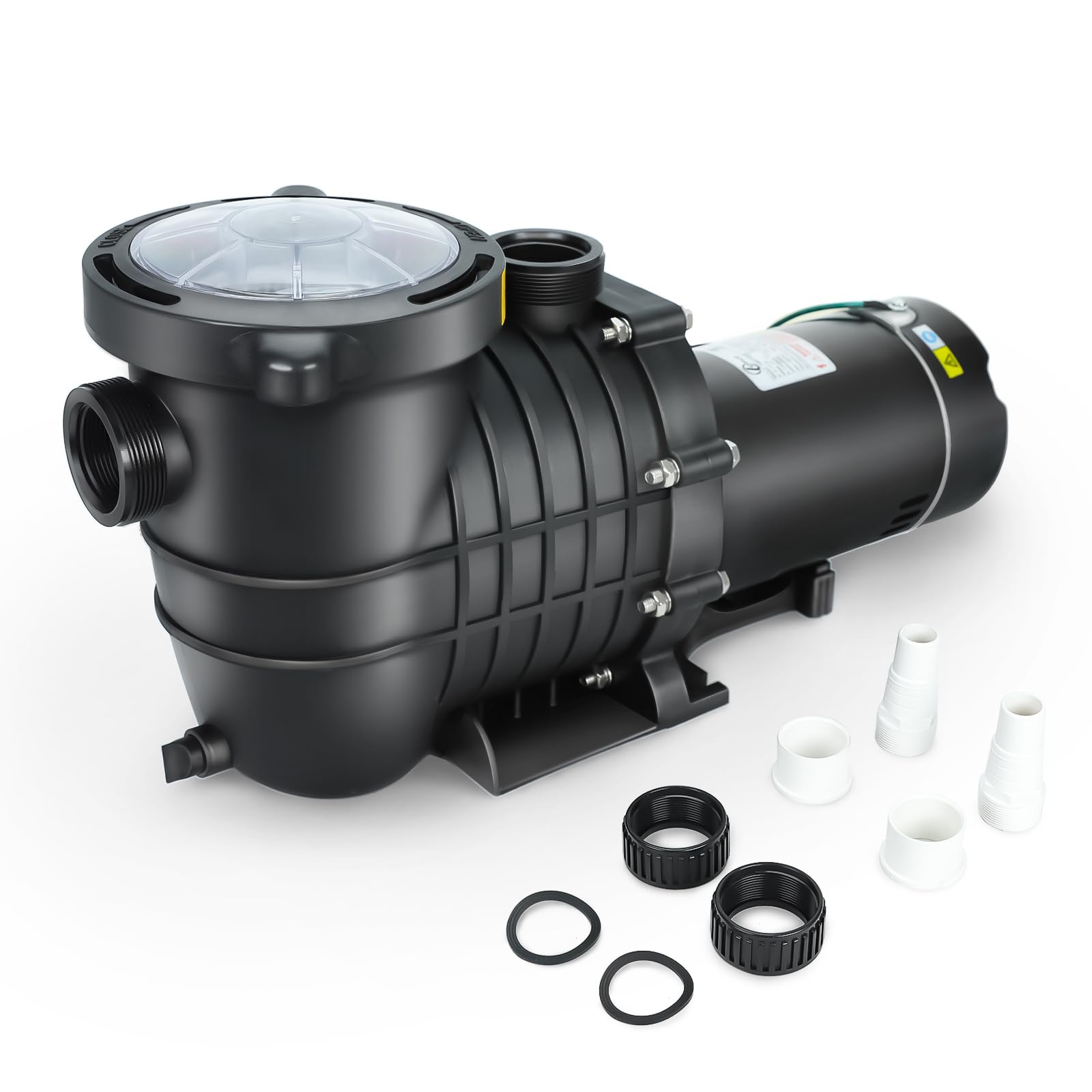 2.0 HP In/Above Ground Swimming Pool Pump, 110V 6600GPH Single Speed Pool Water Pumps lnground Above Ground with Filter Basket