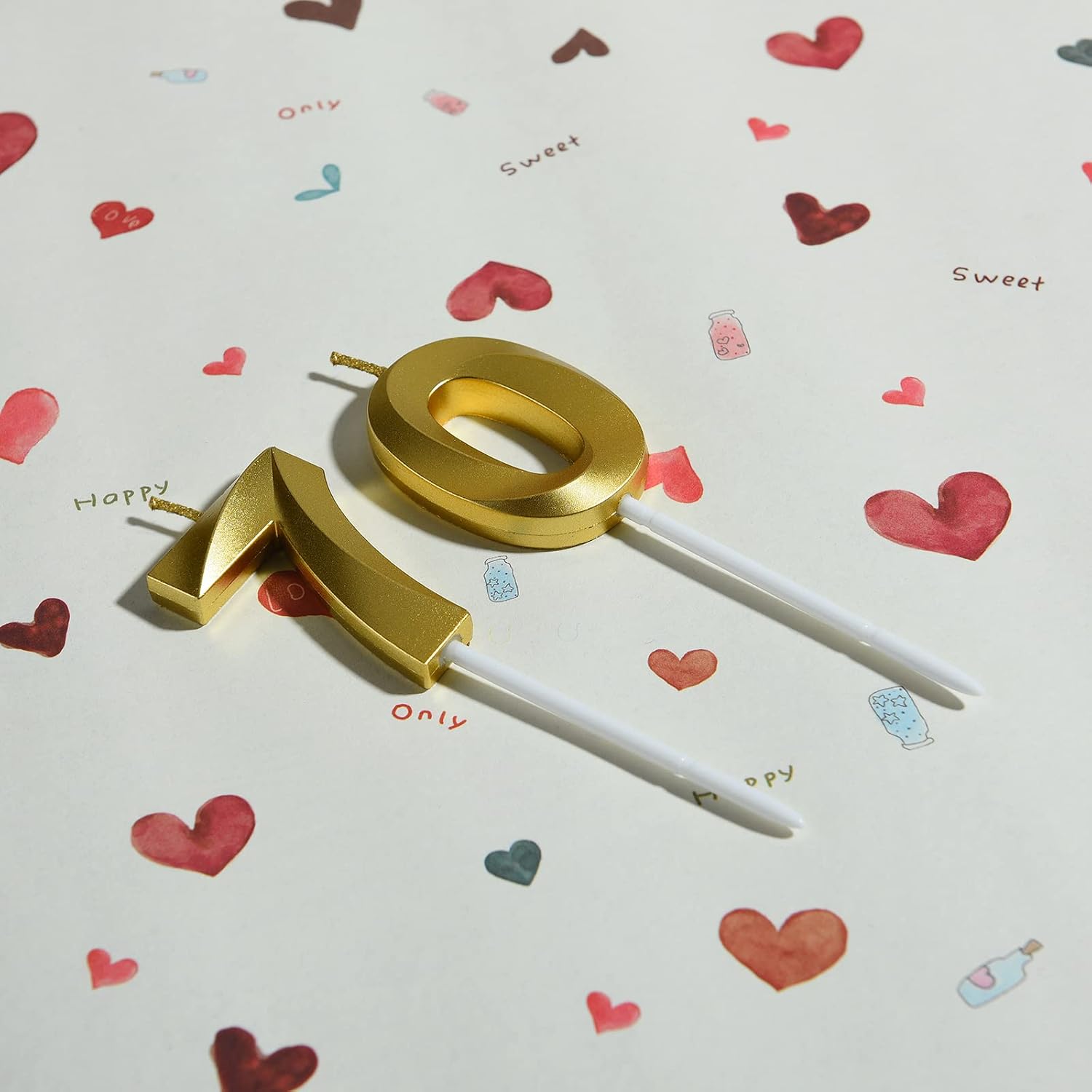 70th Birthday Candles,Gold Number 70 Cake Toppers,70th Birthday Decorations for Party Decoration