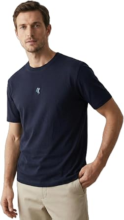 Elemge%100 Pamuk Compact Penye S prem Nak l  Trend Fit Erkek Tok Kuma  T-Shirt Rahat Kesim