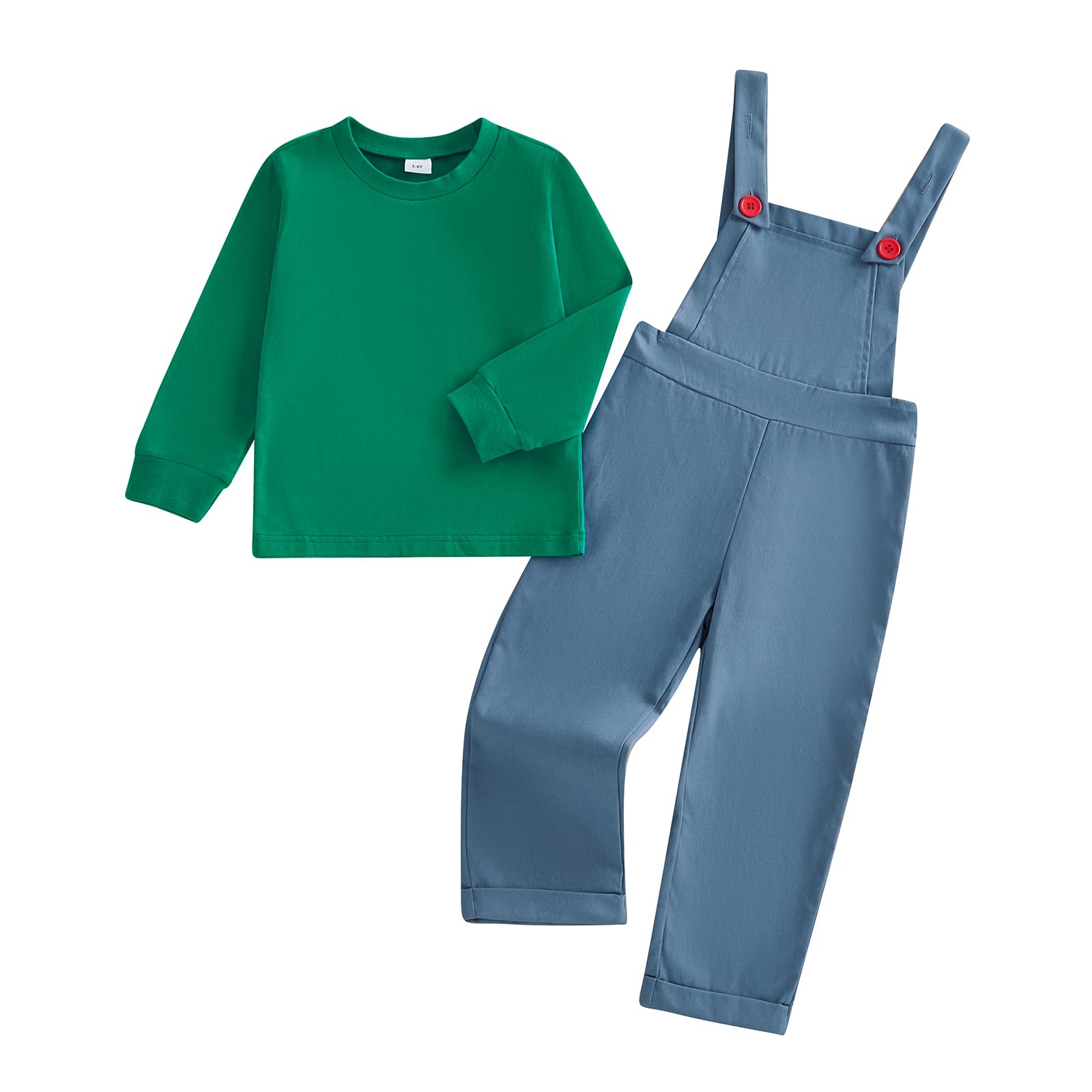 Halloween Costume for Kids Long Sleeve Striped Tops Suspender Pants Overalls Toddler Baby Cospaly Outfit (A-Green Blue, 12-18 Months)