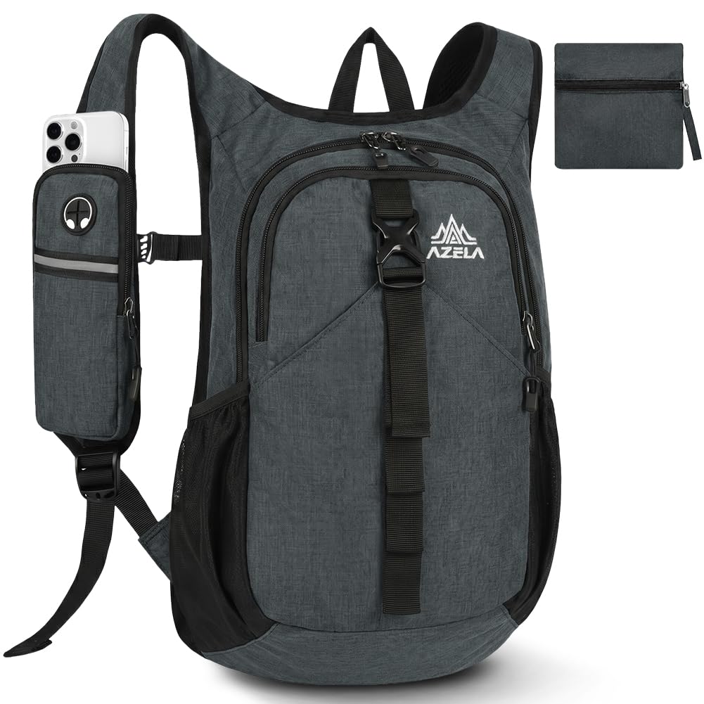 HOTUT Ultra Lightweight Foldable Backpack, 15L Hiking Backpack, Water Resistant Travel Day Bag for Men Women, Packable Rucksack Daypack for Cycling Climbing Travelling Camping Sports Outdoor (grey)