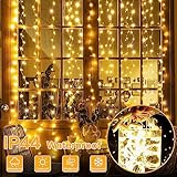 Ollny Curtain Fairy Lights, 200 LED USB String Light with 8 Modes Indoor Outdoor Warm White Waterfall Hanging Window Lights with Hooks, Bedroom/Outside/Wall/Door/House/Garden Decorations - Image 6