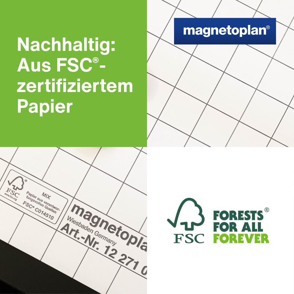 magnetoplan Flipchart Starter-Kit, praktisches Set aus 5 x 20 Blatt Flipchart Papier, 2 Jumbo Markern und 4 Magneten