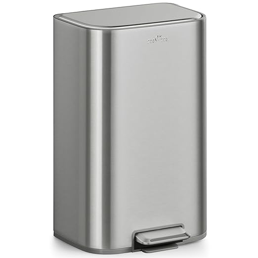 mVm 10.6 Gal Kitchen Trash Can, Step Trash Can with Lid, Smooth Edge Garbage Bin for Home Office (Tin)