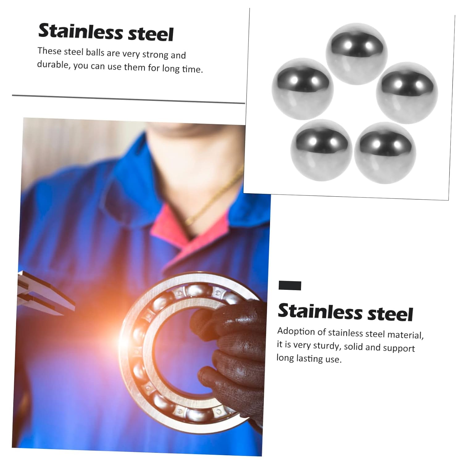 Cabilock Precision Machining Steel Balls 5pcs Carbon Steel Ball Bearings 1 Inch for Valves Air Conditioners Auto Parts