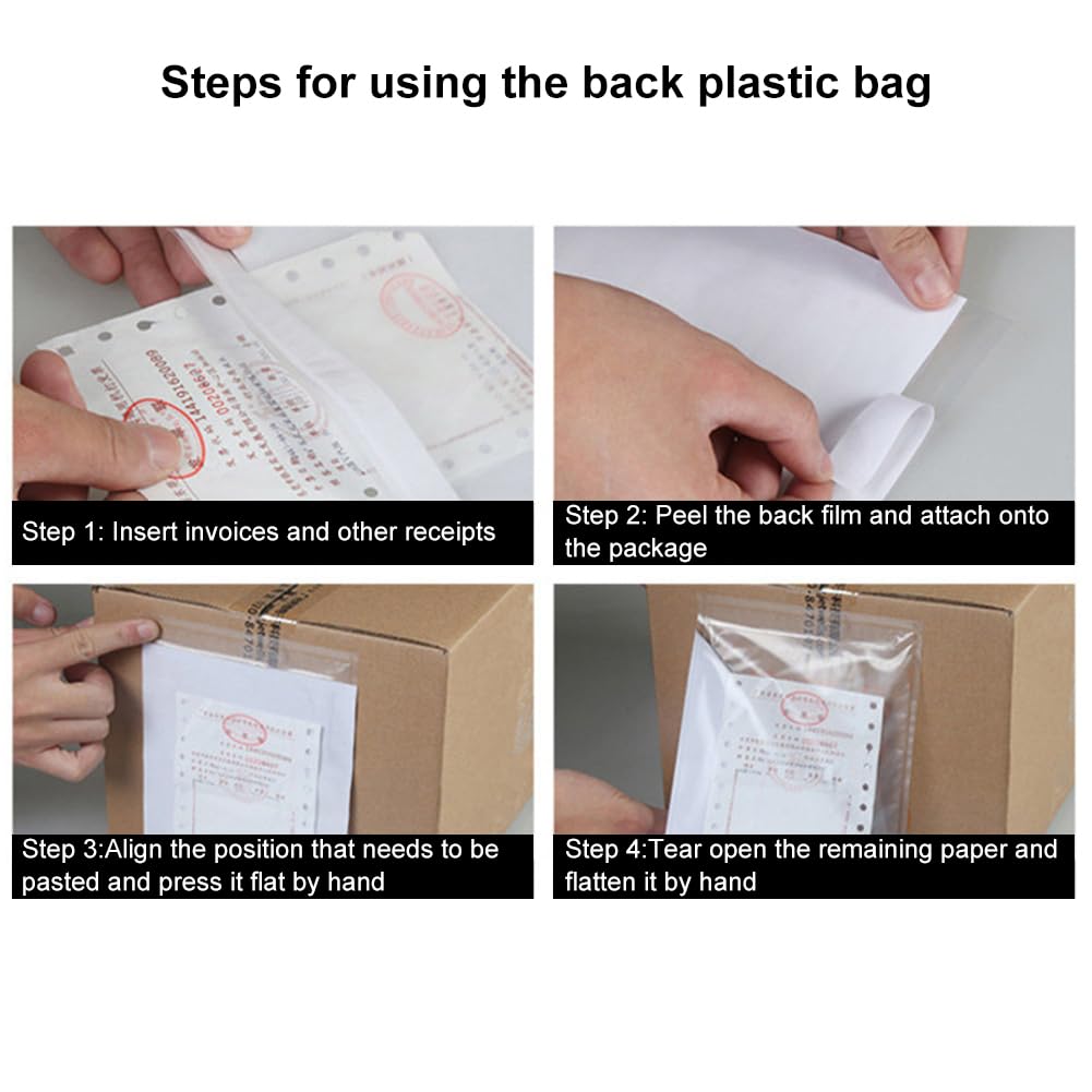 Bolsa Adhesiva Portadocumentos, Sobres Para Albaranes, Sobres Portadocumentos Adhesivos, Bolsa de Albaran, Guarda Albaranes, Facturas, Se Adapta a Documentos de Tamaño A5, 25 Piezas, Transparente