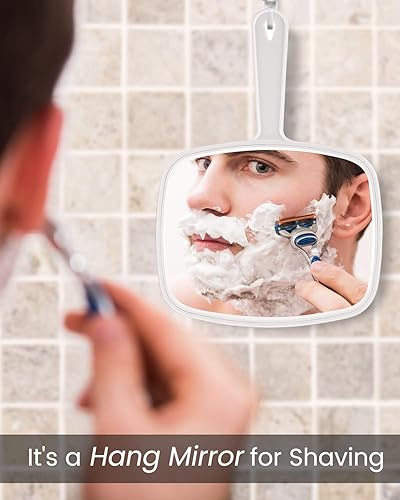 Miniatura 4 de PROTECLE Espejo de mano, espejo de maquillaje de mano con mango para peluquería de peluquería (blanco cuadrado 10.3 x 7.4 pulgadas)