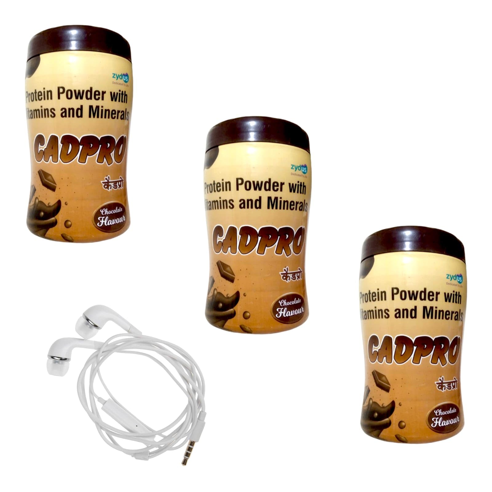 cadpro protein powder with vitamins and minerals 200g pack of 3 with earphone