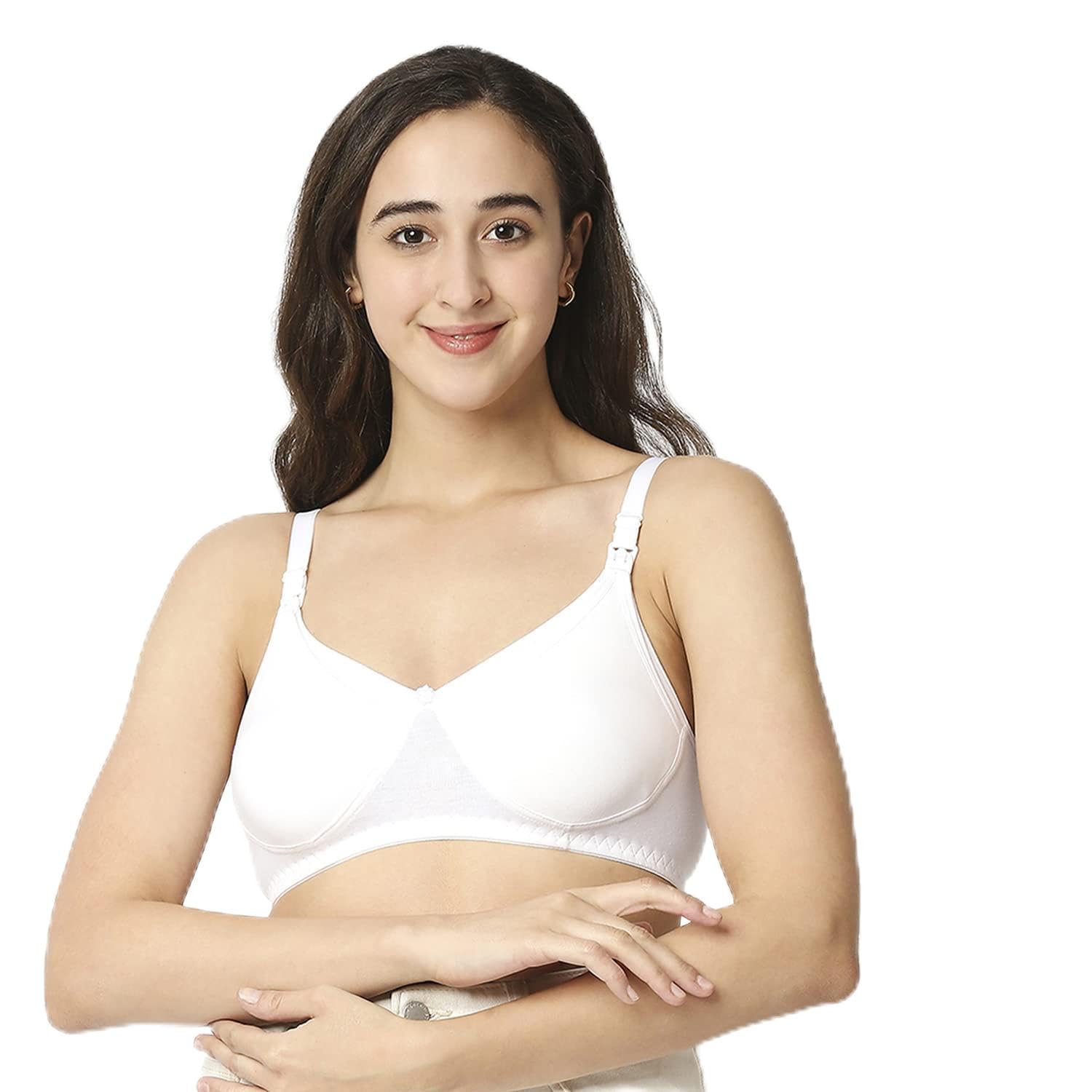 mee mee Women's 4 Ways Lycra Maternity Bra | Adjustable Straps, Non-Padded, Non-Wired Nursing Bra | Full Cup Feeding Bra | Post Pregnancy Easy to Breastfeed | White-picture-29