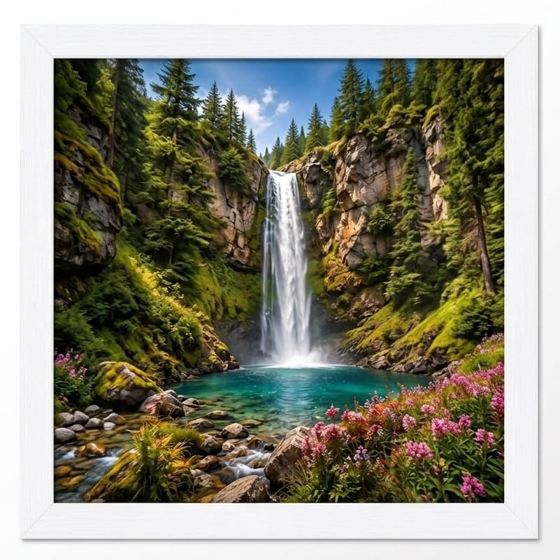 POOG 50x50cm WHITE Engineered Wood and Plexiglass, 500x500mm Photo Frame Dual Orientation Landscape or Portrait,Picture Frame Wall Hanging Display Photos artwork and posters(WHITE, 50x50cm) — image 1