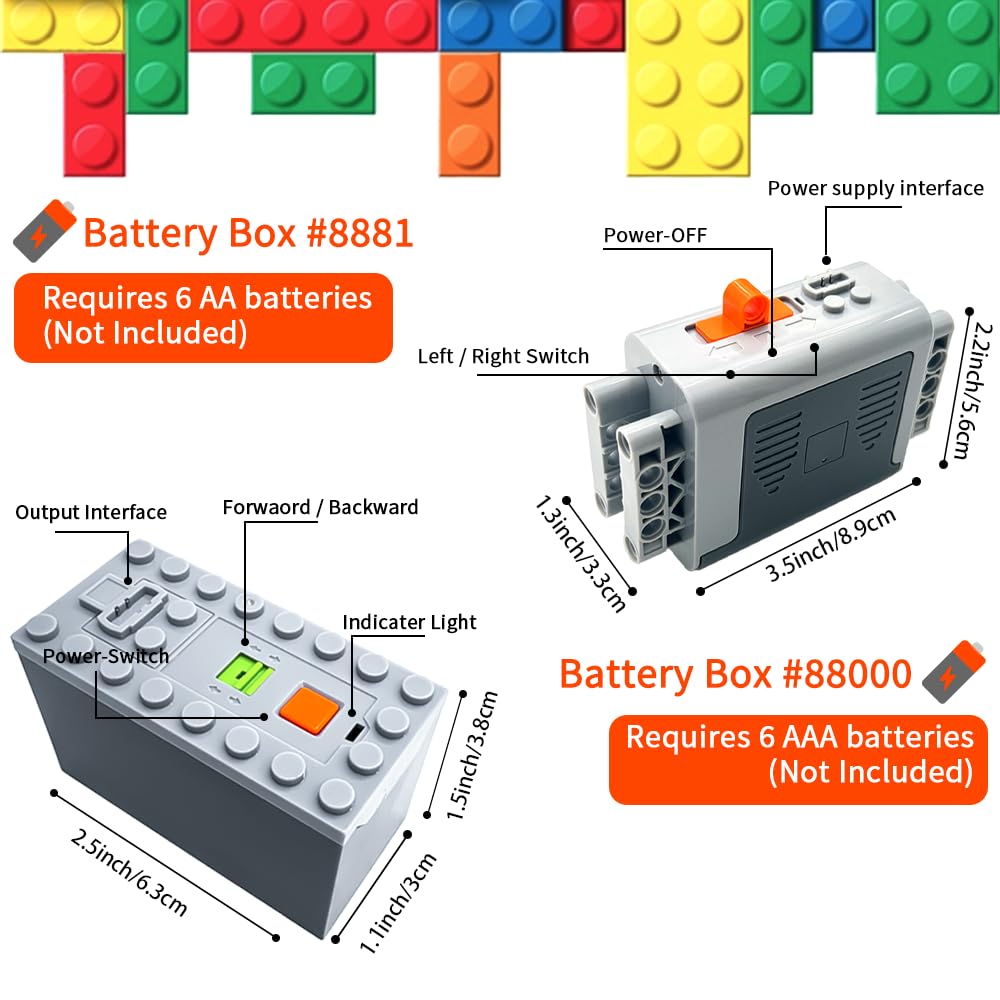 YUN.arbor 44PCS Power Function Kit Set Motor Battery Infrared-Remote-Control Receiver Train Adjustable Speed ??Motor Parts, Motor Power Change Parts Compatible with mainbrands Technic-Parts