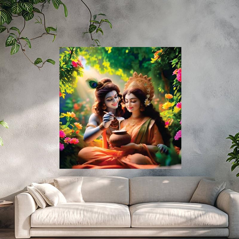 Image of British Terminal Cute little Bal Gopal Baby God Krishna| Kanha Ji | Laddu Lord Makhan Chor Painting Religious Poster for Pregnant Women for wall (matt thin vinyl,sticker,multicolor,unframed)| bj81