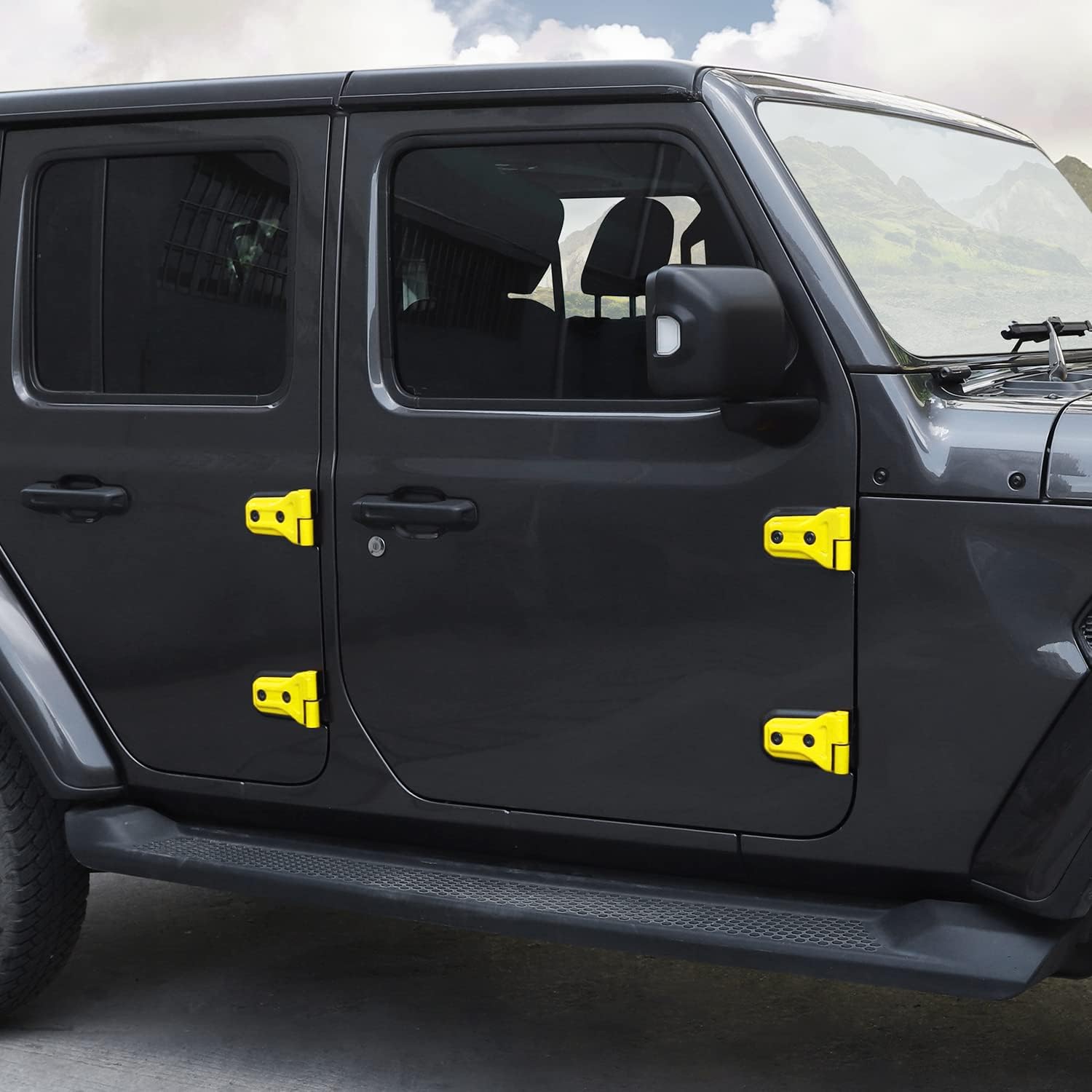 8PCS Yellow Door Hinge Cover Trim Accessories for 2018-2024 2025+ Jeep Wrangler JL JLU for 2020-2024 2025+ Jeep Gladiator JT