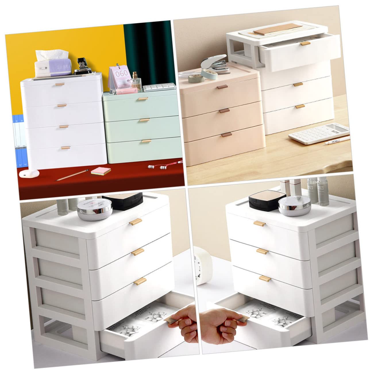 Boîte de Rangement à Tiroirs Multi-couches pour Cosmétiques en Pp Blanc