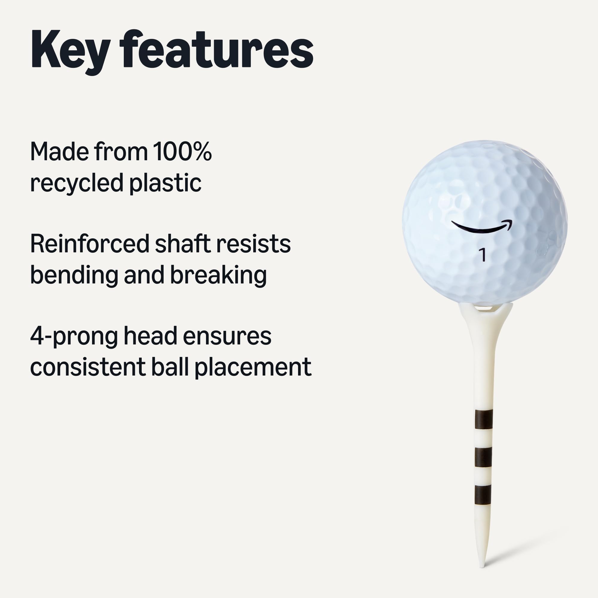 Amazon Basics Golf Tees with Height Marker System- Recycled Plastic Tees with 4-Prong Head - Golf Course Accessories - White - 100 Pack - 2