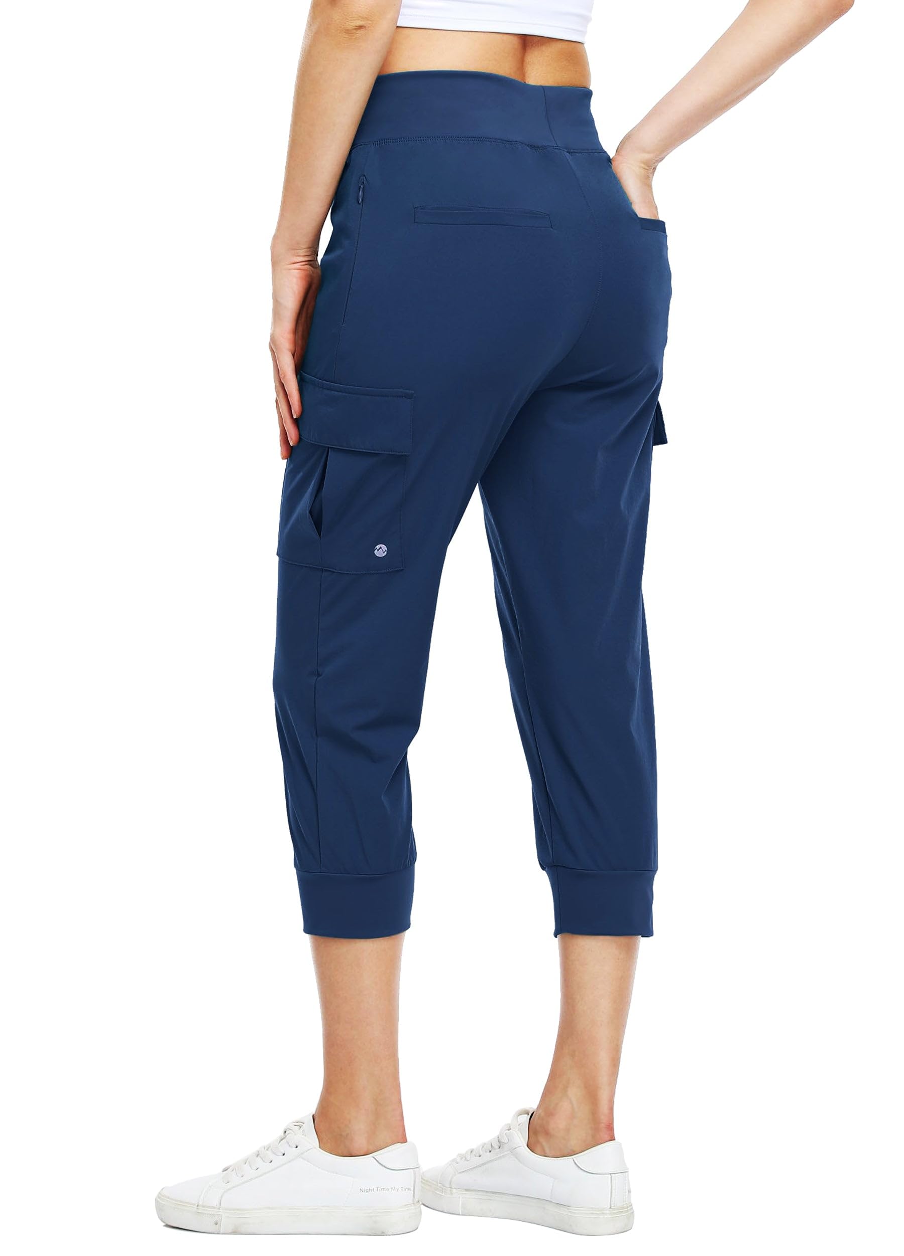 WILLIT Damen Caprihose Cargohose Jogginghose leicht Wanderhose für Workout Outdoor Schnelltrocken Athletik Wasserdicht LSF 50 mit Taschen