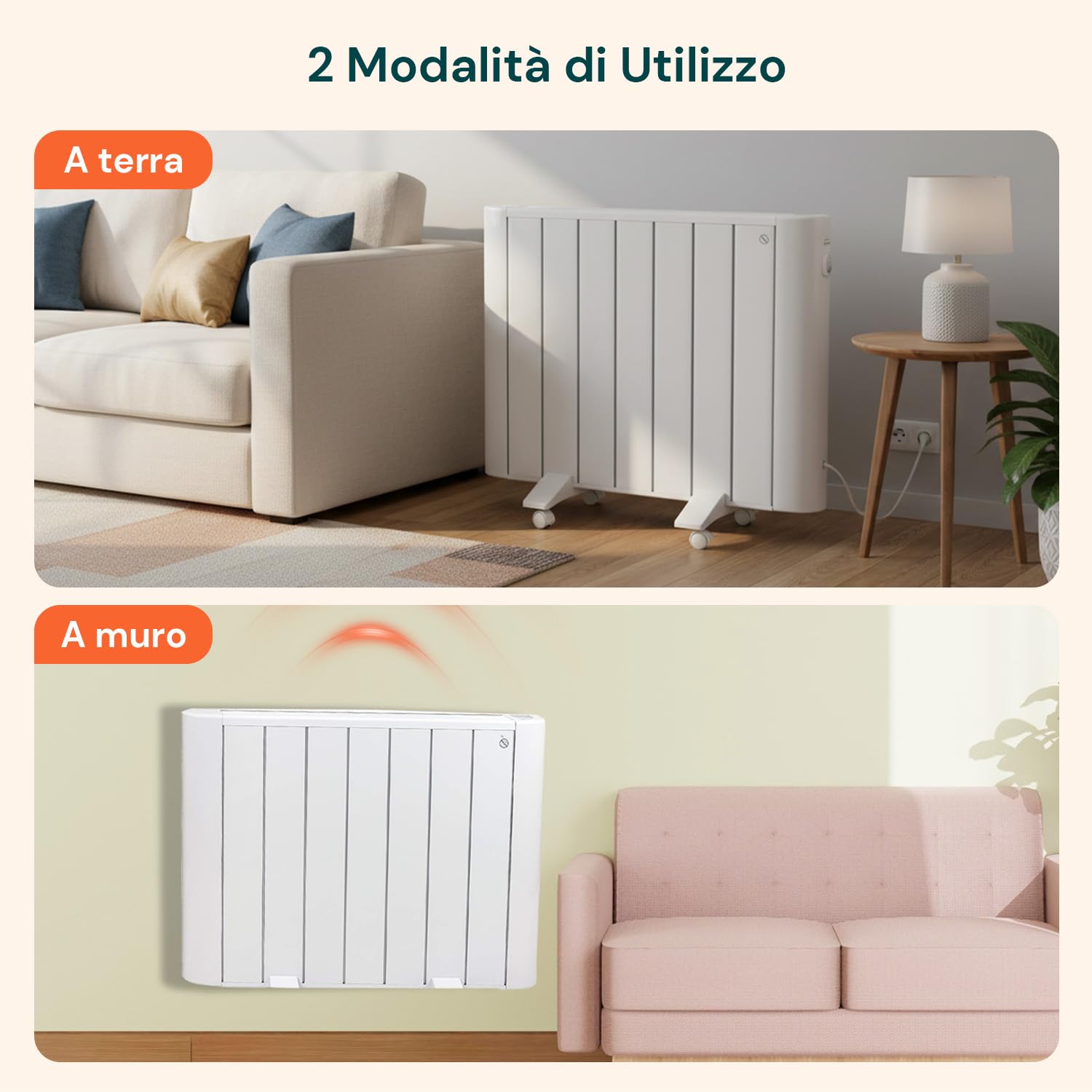 Radiatore Elettrico 1500W per Comfort Domestico e in Ufficio - Alluminio Durevole, Portatile & Montabile a Muro, Sicurezza e Controllo Intuitivo