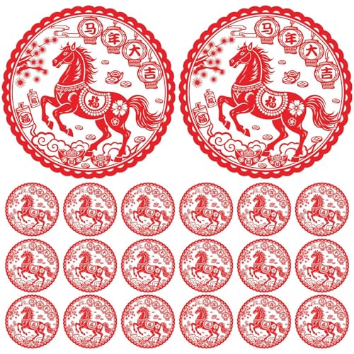 20 hojas de pegatinas de año nuevo chino para fiestas, 2026 pegatinas de año de caballo, para ventanas, paredes, casa, entrada, fiestas, celebraciones, bodas