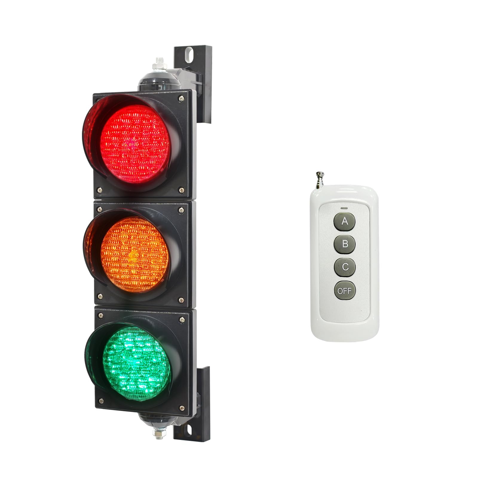 100-2 & 100-3 Traffic Light Bundle: 4Inch 100mm Stop/Go Light with Remote & Button Control, AC 85-265V, IP65 Waterproof LED Signal Lamp
