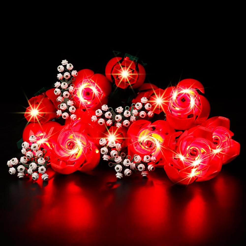 Kyglaring LED Light Kit for Lego Icons Roses Bouquet 2024 Building Set, Bouquet of Roses Lighting Kit Designed for Lego 10328 Botanical Collection, Gift for Valentine's Day No Model-Standard Version