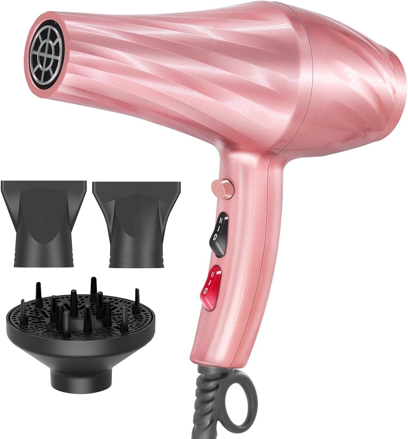 professionele haardroger ionenföhn 3000W haardroger met diffuser (3 warmte- en 2 snelheden + koelstanden, 3 opzetstukken) Geschikt voor kapsalons, reis- en thuisföhn, cadeauföhn