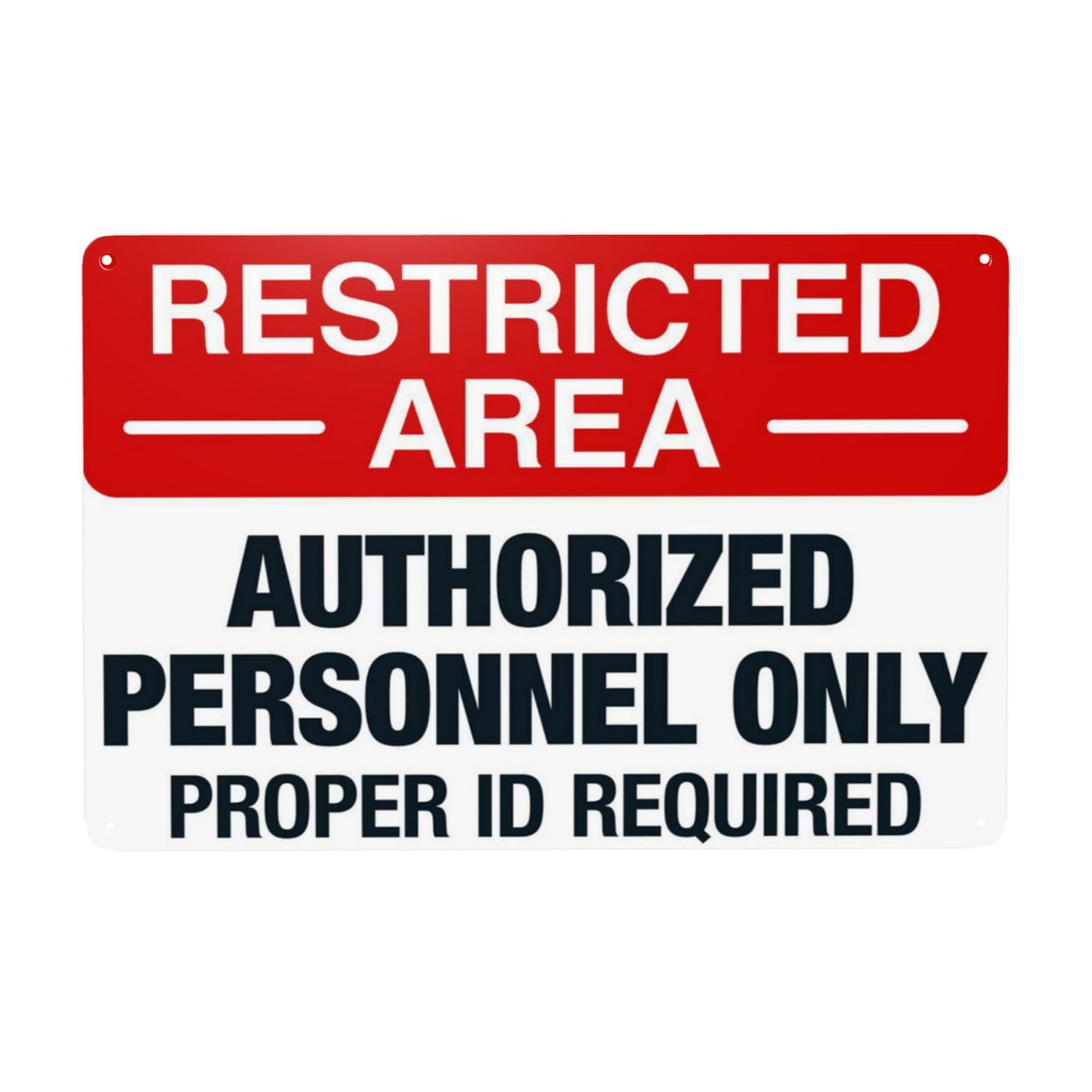 Standard Vintage Access Notice Sign, Visitors Must Show Valid ID Before Entering Restricted Area Plaque 12x8 Inch