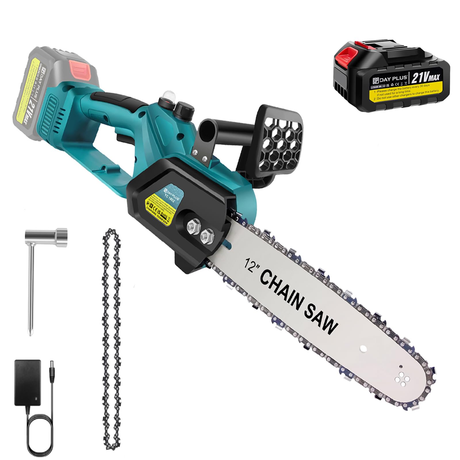 12 Inch Chainsaw Cordless, Powerful Lightweight Brushless Mini Cordless Chainsaw with Battery and Charger