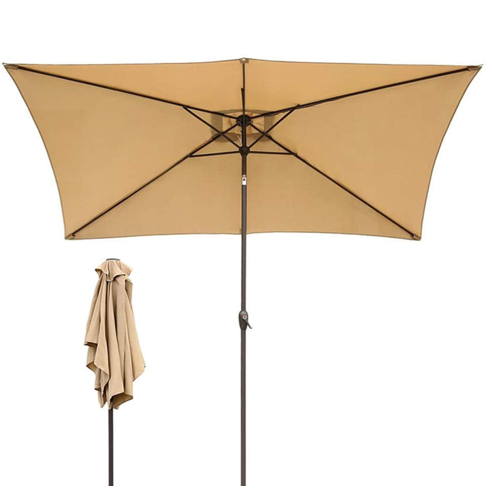 Sombrilla rectangular beige CLSDRZC para evitar el calor solar en mesas de terraza y patio 8