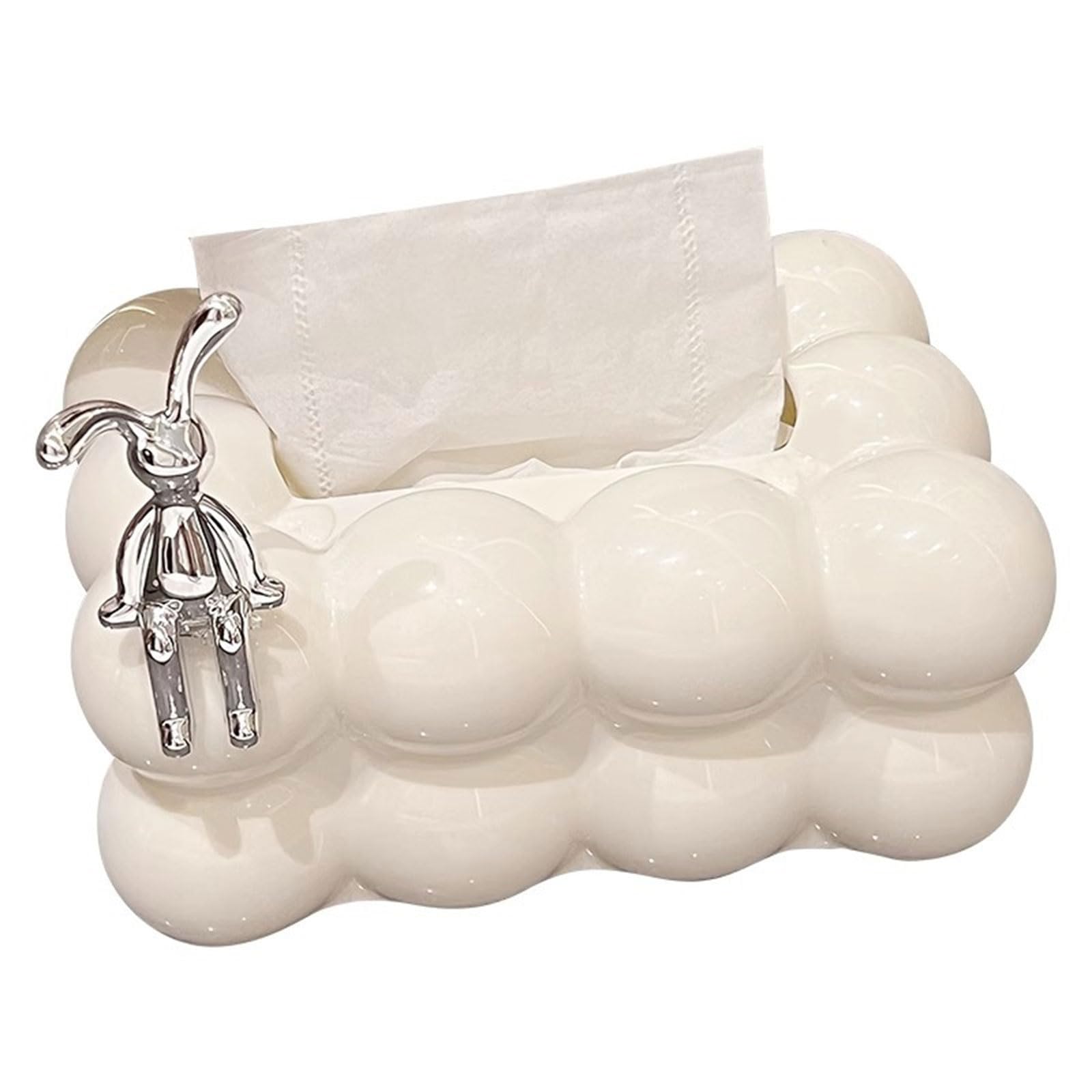 Tsophreniq Stylish Kitchen Napkin Dispenser Decorative and Functional Tissue Box with Rabbits and Bowknot Paper Container Box Modern Tissue Covers