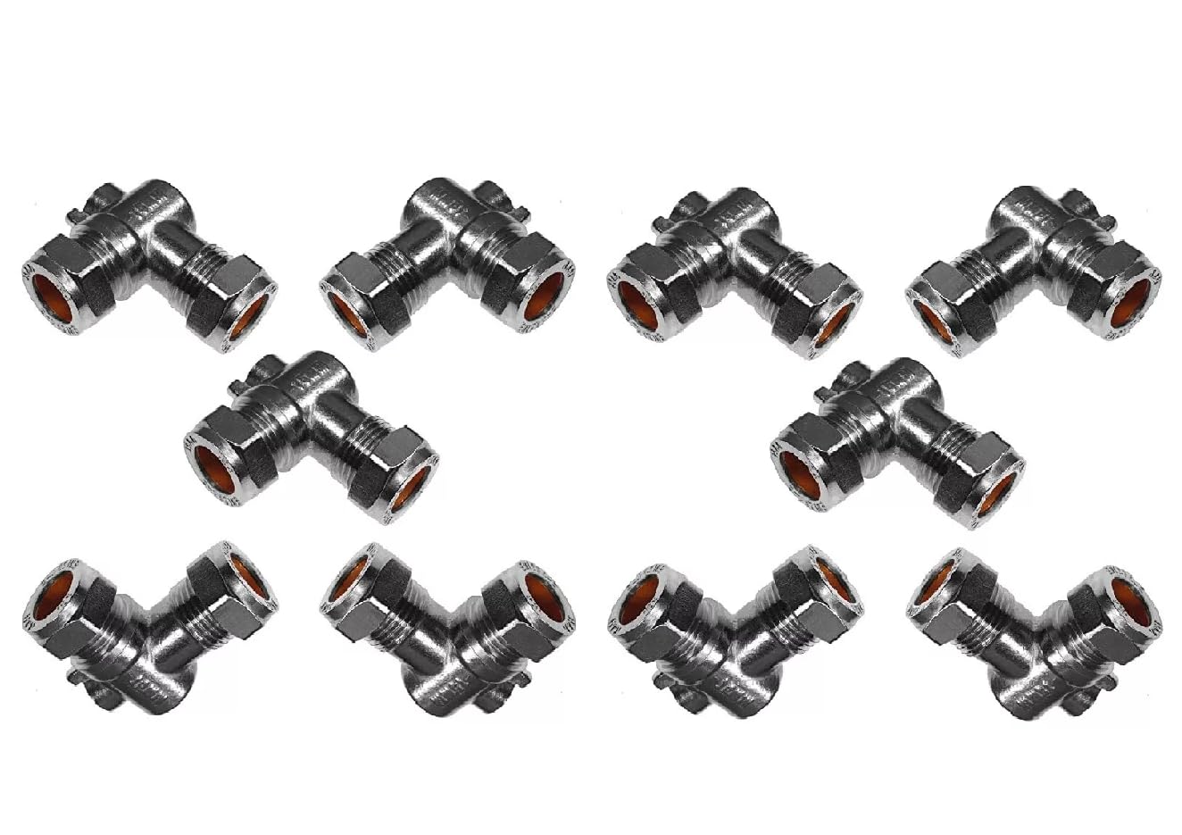 TC Chrome 15mm Angled Isolating Valve Compression 90 Degree Slotted Isolation Elbow Valve - Pack of 10