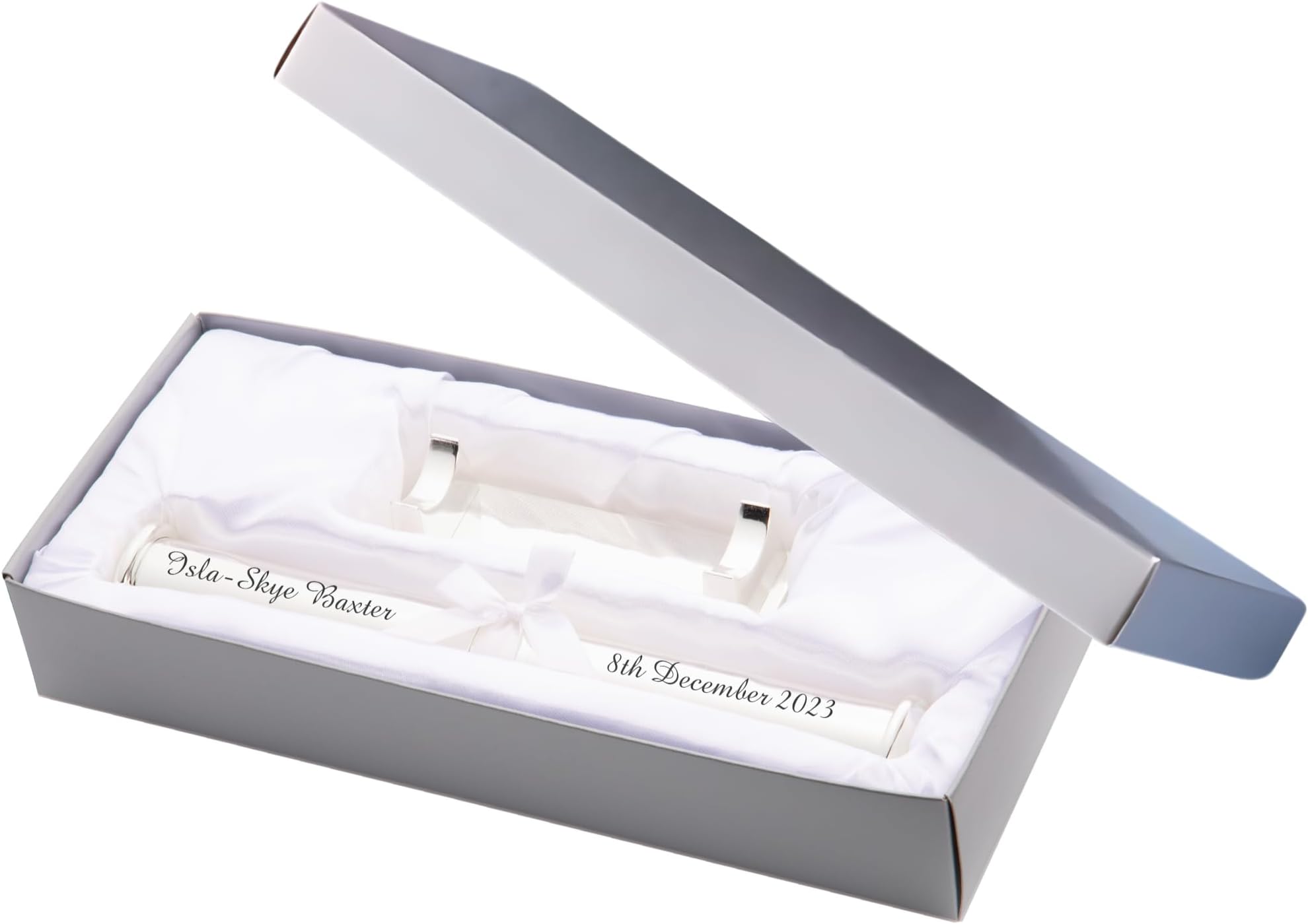 Personalised Silver Plated Birth Certificate Holder with Stand & Presentation Box - Unique Gifts for Baby Boys & Girls - New Born, Christening, Baptism, Baby Shower, and Any Special Occasions