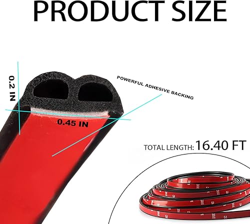 Miniatura 2 de AUCELI Burlete de sellado de puerta de automóvil, tira de sellado de puerta automotriz en forma de B, autoadhesiva, impermeable, insonorizada, borde
