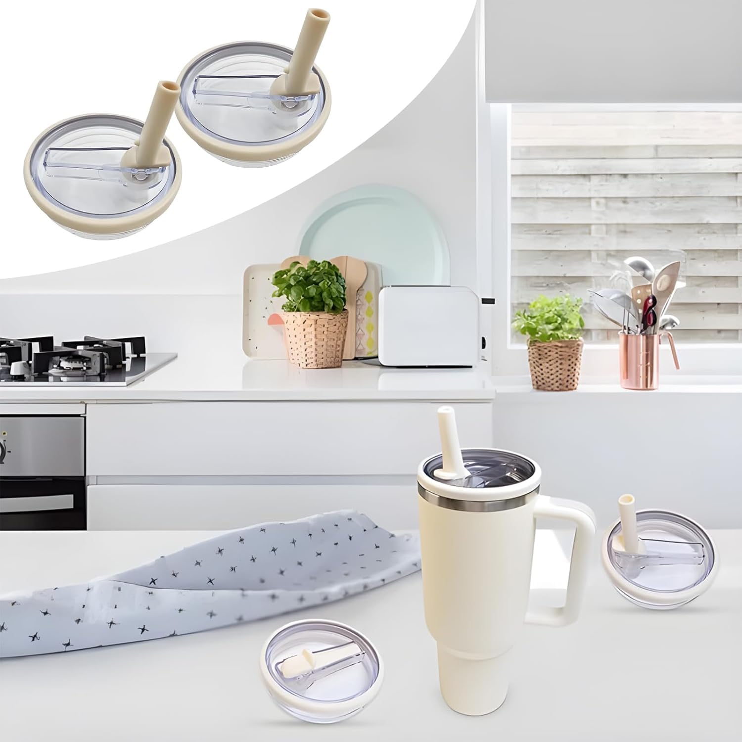 Paille Gobelet Flip Straw 2 Couvercles + 2 Pailles Anti-fuite Pour Gobelet Stanley Flip Straw - Accessoire Pratique Accessoires Stanley Cup