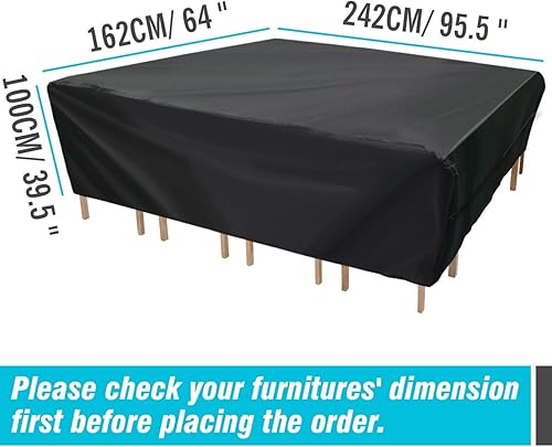 Miniatura 3 de Velway Funda para muebles de patio al aire libre, impermeable, rectangular, para mesa de patio, sofá, 95 pulgadas de largo x 64 pulgadas de ancho x
