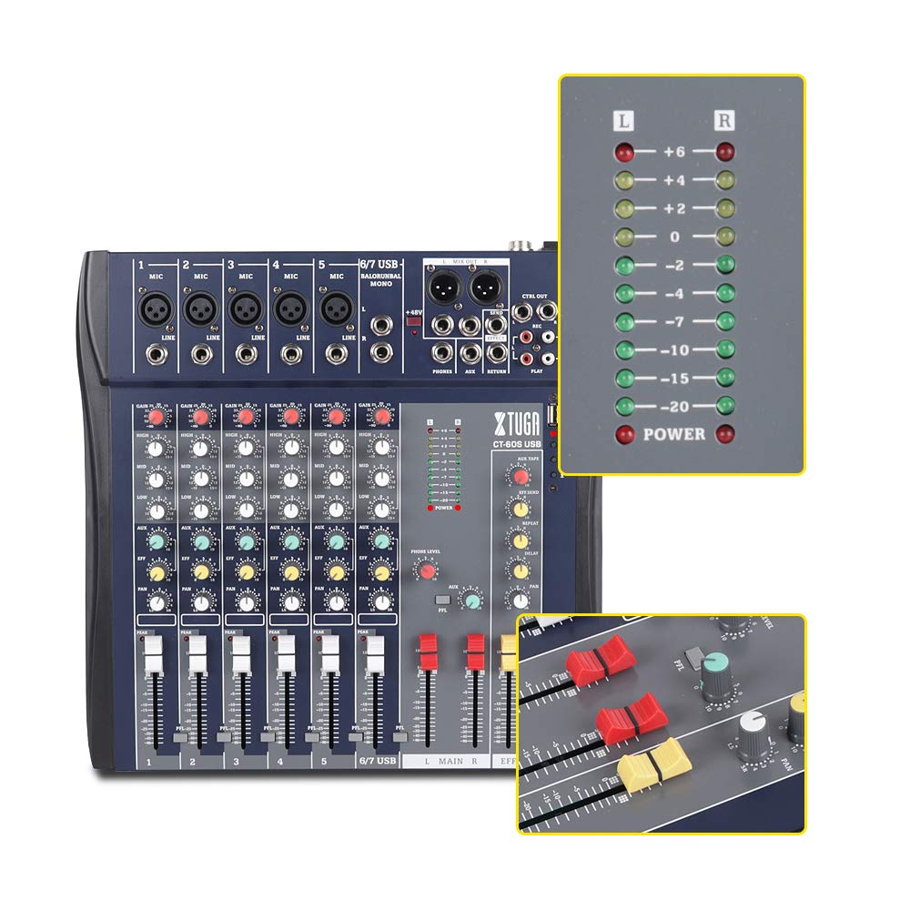 XTUGA CT-60/120S USB Professional Stage Audio Mixer Built-in