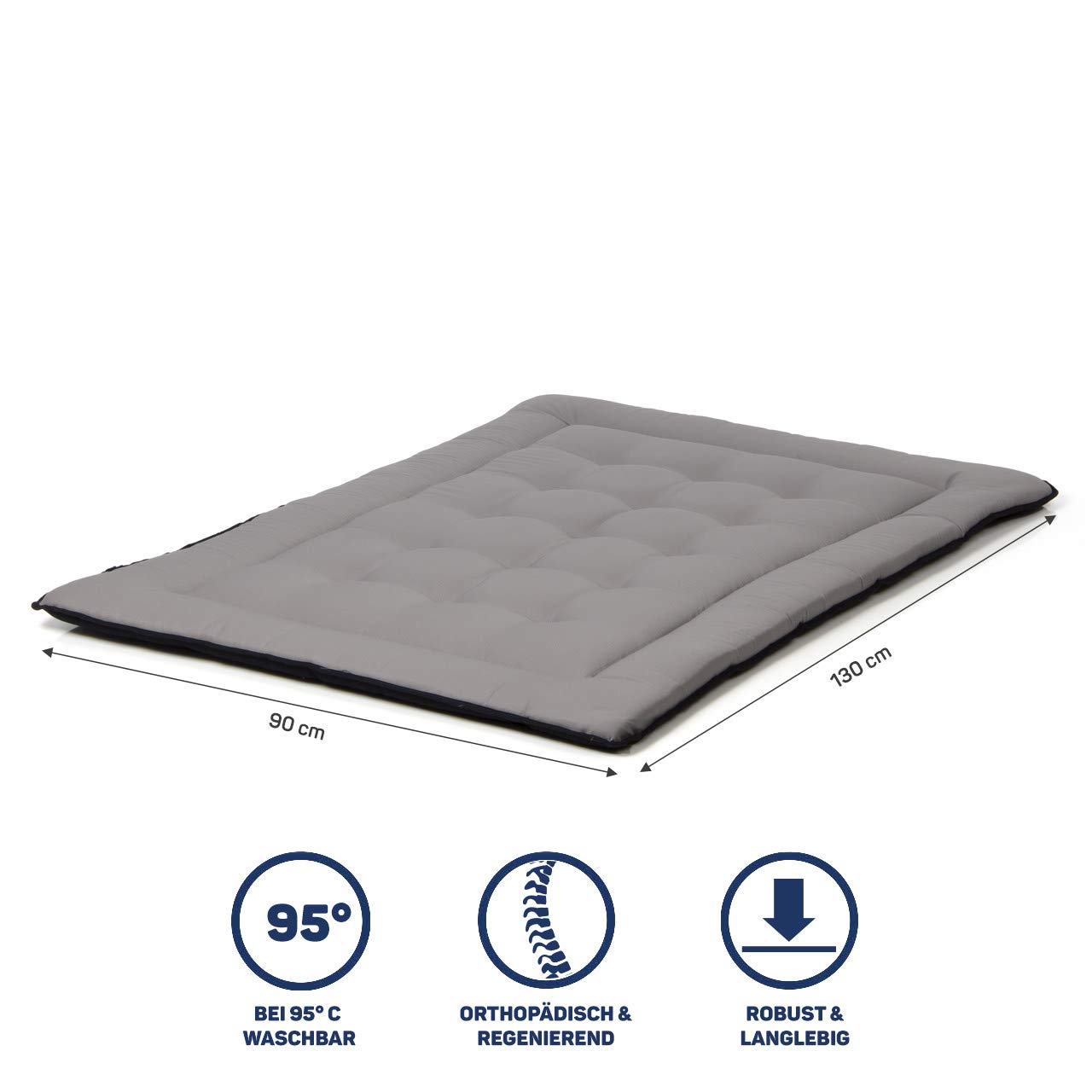 Wallace & Jones | Wendedecke pflegeleicht waschbar bis 95°C - gepolsterte Indoor/Outdoor Liegedecke für Hunde | XL - 130 x 90 cm - Schwarz/Grau