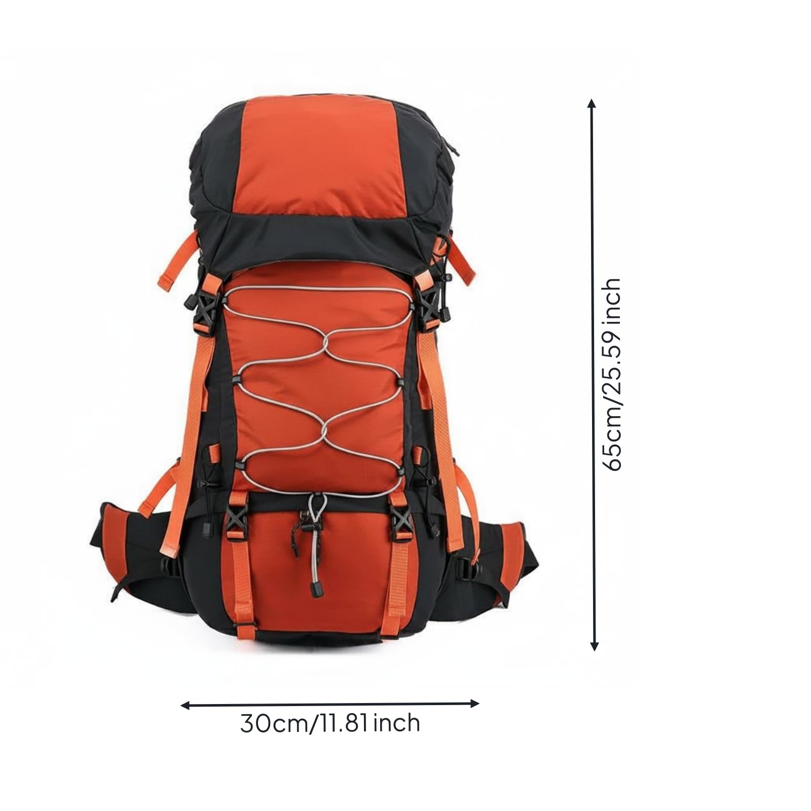 harayaa Rucksack Wasserdichter Outdoor Rucksack Wanderrucksack Trekkingrucksack Reiserucksack aus Nylon mit Gepolsterten Schultergurten Und Stabiler Trageform, Orange, Orange