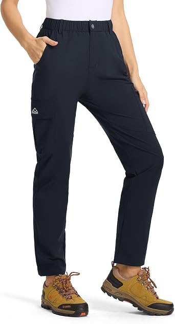 BGOWATU Womens Cargo Hiking Pants with Zipper Pockets Water Resistant Lightweight Work Travel Camping Pants Quick Dry