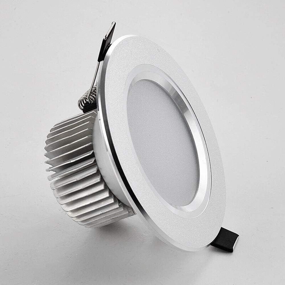 HynJGih LED Panel Downlight 7W Recessed Ceiling Light 3000K Round Chrome Finish IP44 Waterproof for Living Room Hallway(Neutral)