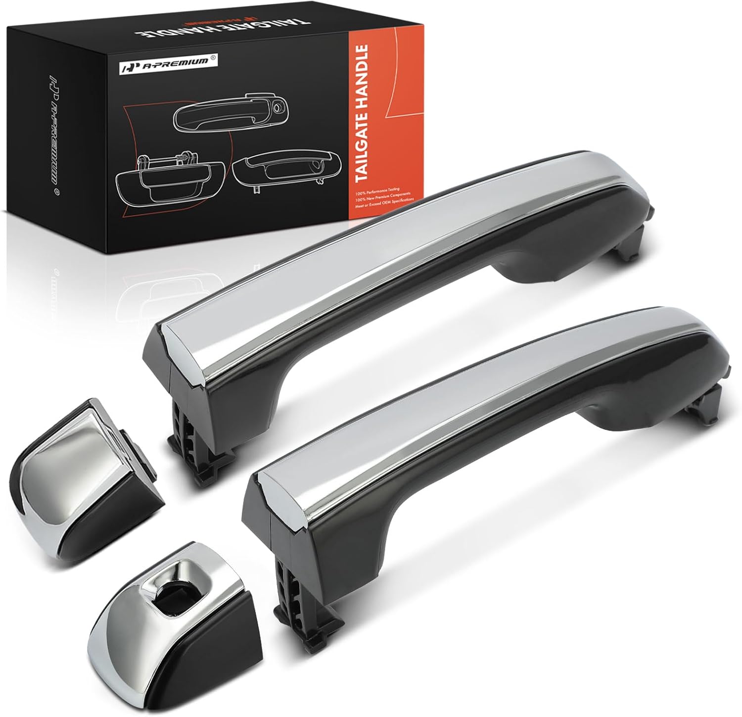 A-Premium Front Driver and Passenger Side Exterior Door Handle with Keyhole Compatible with Toyota 4Runner 2010-2024 & Lexus GX460 2010-2021, Black & Chrome