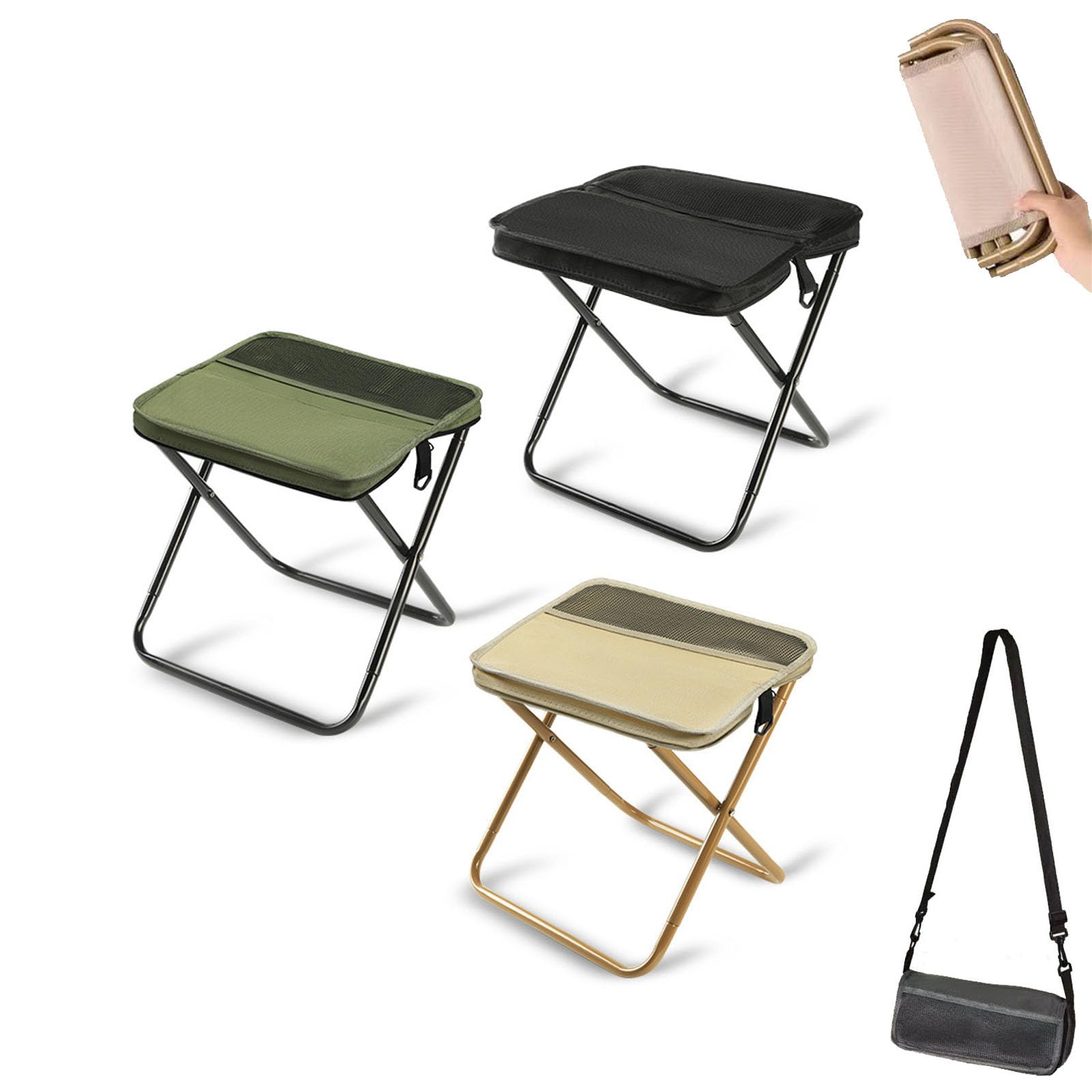 Foldable Backpack Stool, Folding Stool, Mini Outdoor Camping Stool with Carry Bag, Folding Slacker Chairs, Hold Up to 120kg for Fishing Travelling Picnics, Hold Up to 120kg (D, L)
