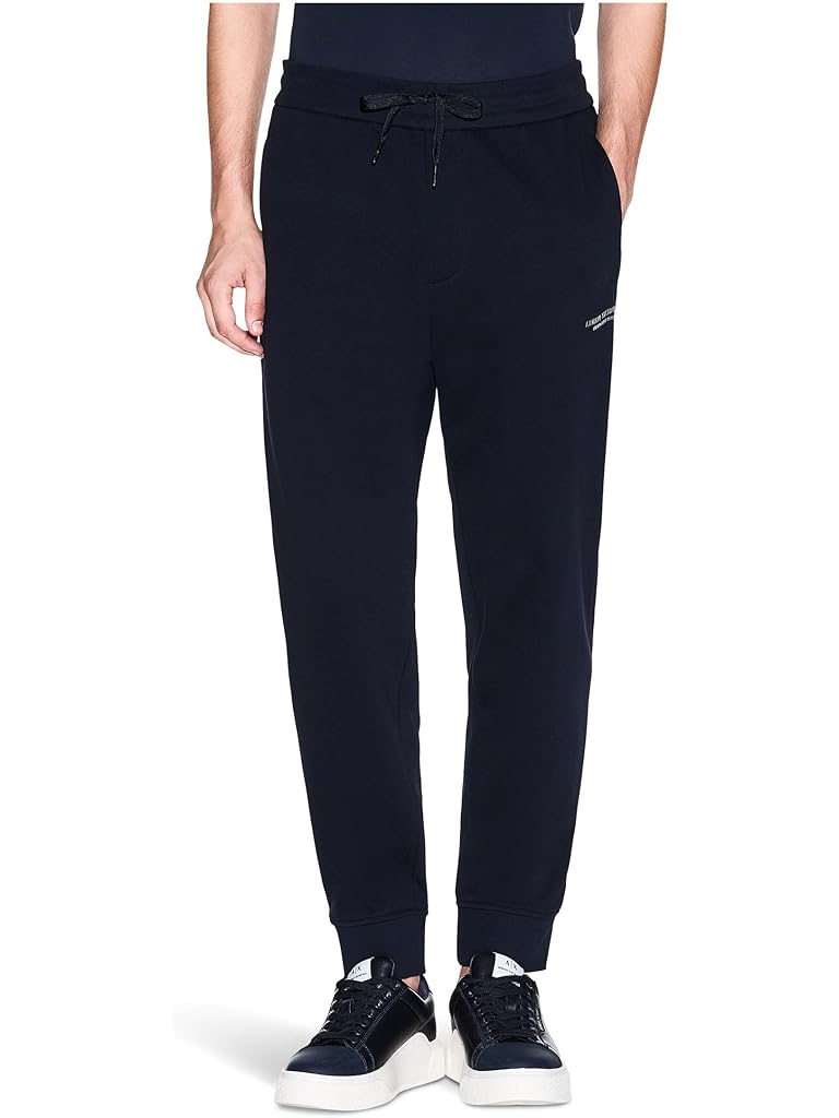 Navy Armani Exchange Milano/New York Logo Drawstring Joggers