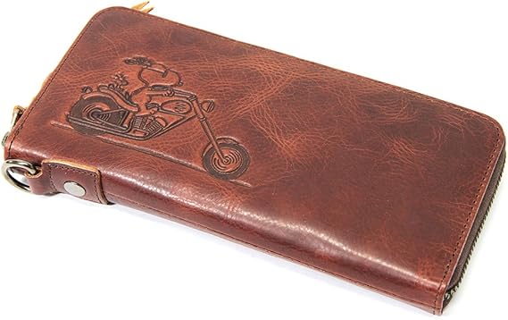 Amazon Co Jp 長財布 Snoopy スヌーピー Ca Os ライダーシリーズ ファスナー小銭入れ付 財布 本革 メンズ レディース No ブラウン Brown シューズ バッグ