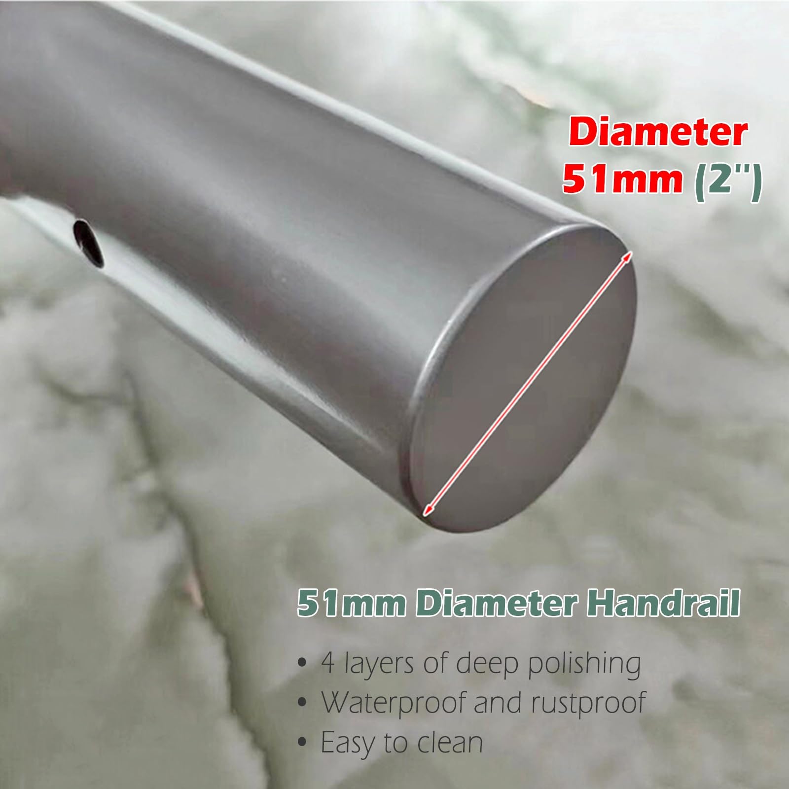 Barandilla de acero de metal para jardines de infantes y pasillos de hospital, soporte de seguridad resistente de 2 m con accesorios de pared para pasos seguros