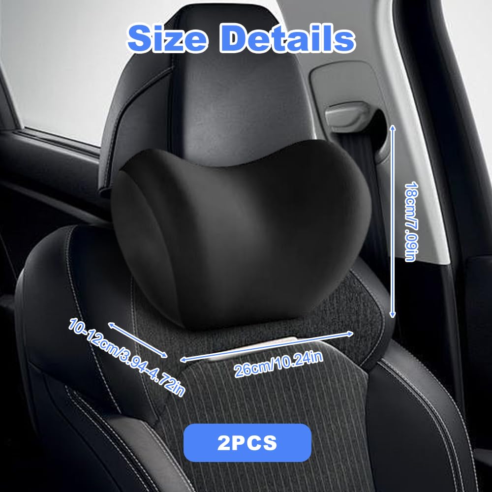 Cuscino per collo auto, 2 pezzi, cuscino poggiatesta auto, cuscino per sedile auto, supporto per la testa per alleviare il dolore al collo, design ergonomico confortevole, nero