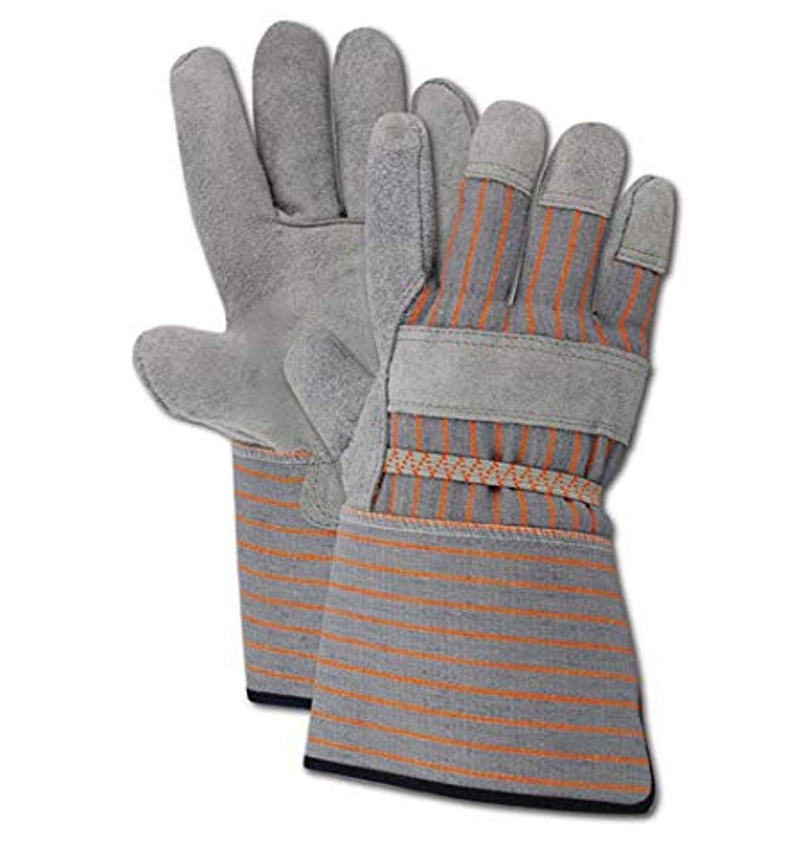 MAGID TG625E DuraMaster Select Cow Split Leather Palm w/PE Cuff, Large, Gray, Large (Pack of 12)