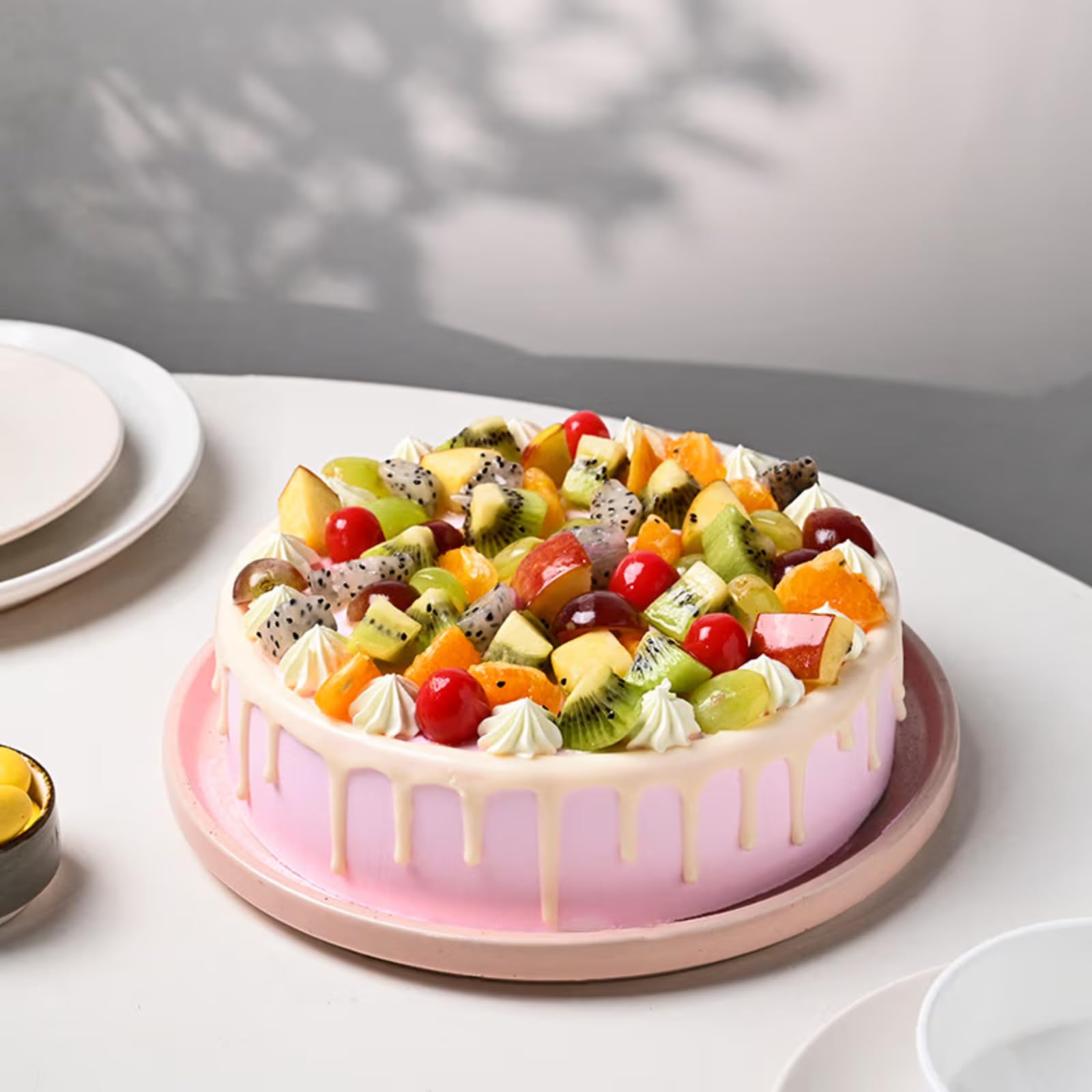 FlowerAura Delicious Fresh Creamy Eggless Mix Fruit Cake For Birthday Cake, Anniversary Cake, Valentine's Day Cake, Mother's Day Cake, Father's Day Cake, Women's Day Cake (Same Day Delivery) (0.5Kg)-image-34