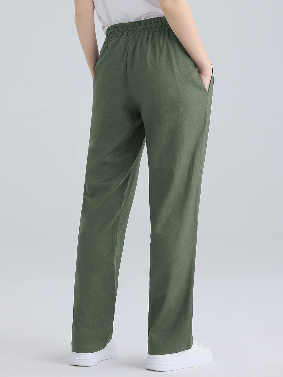 Weintee Women's Wide Leg Linen Pants with Pockets - Image 3